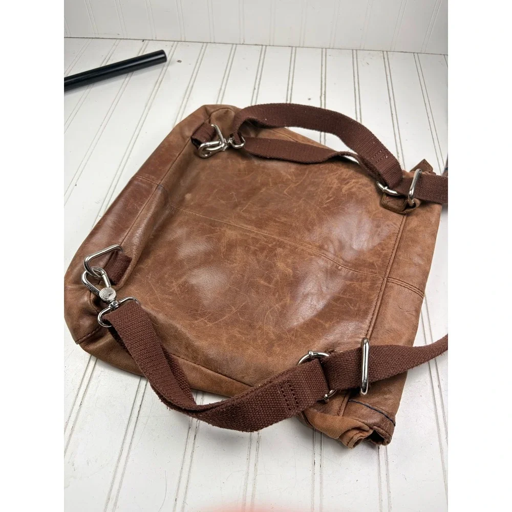 The Sak Ventura Vintage Y2K Brown Distressed Leather Convertible Backpack Bag